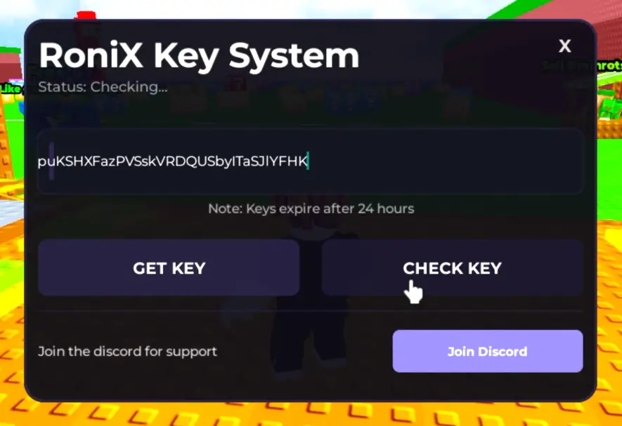 Paste valid key inside Ronix UI